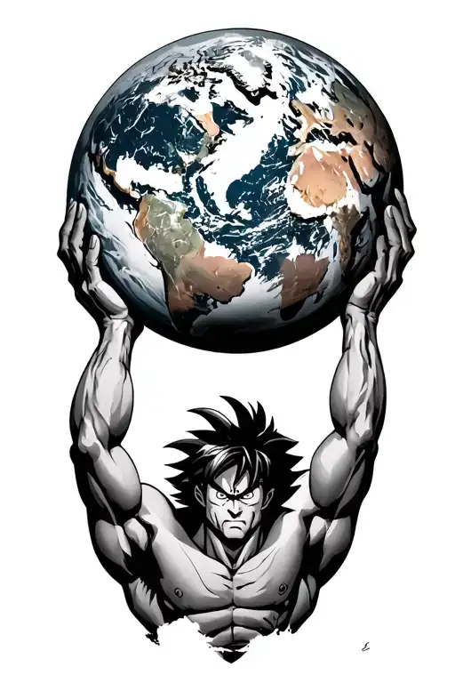 Atlas holding the world. needs to look as ripped as Broly from dragon ball Z. Holding up a globe-like earth ,whole body tattoo design idea