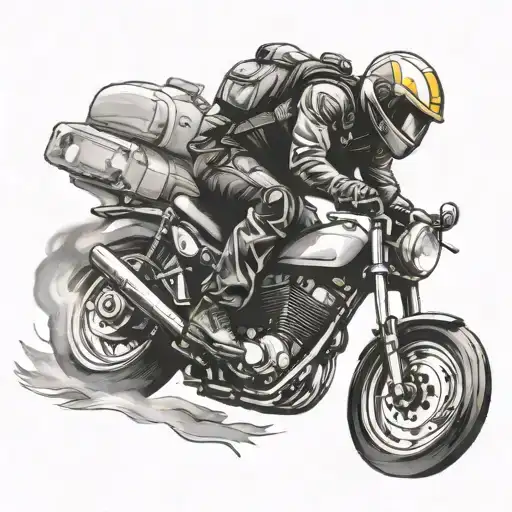motorbike riding tattoo design idea