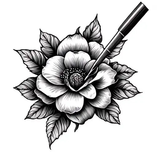 needle and thread weaving tattoo design idea