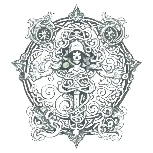 Irish mythology hermetic tattoo design idea