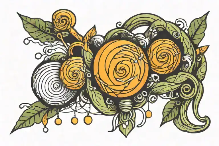 generate me a tattoo with 3 balls of thread personifying kindness love courage connecting one person tattoo design idea