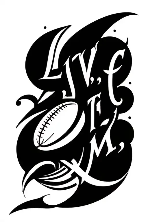 "L,W,T,M" rugby balloon tattoo design idea