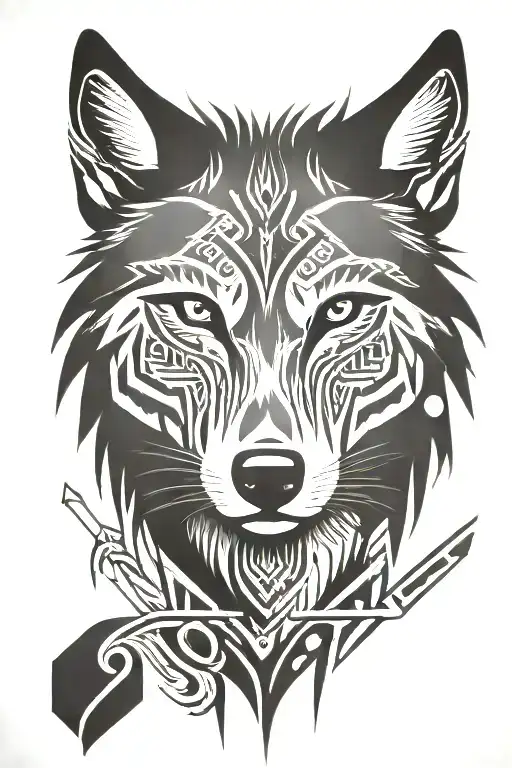 wolf looking straight  tattoo design idea