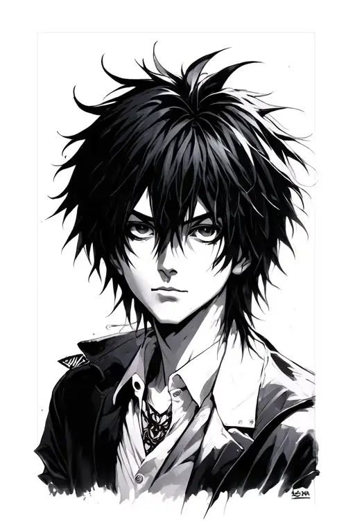 L from death note anime tattoo design idea