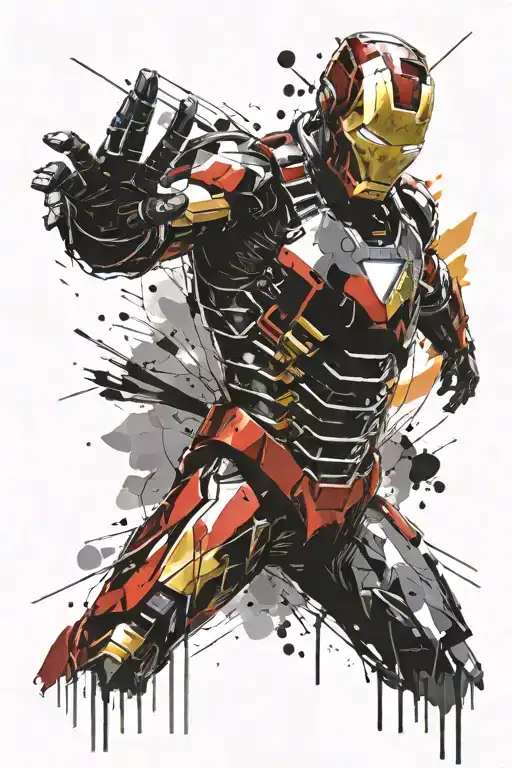 Charles Chaplin in Iron Man armor tattoo design idea