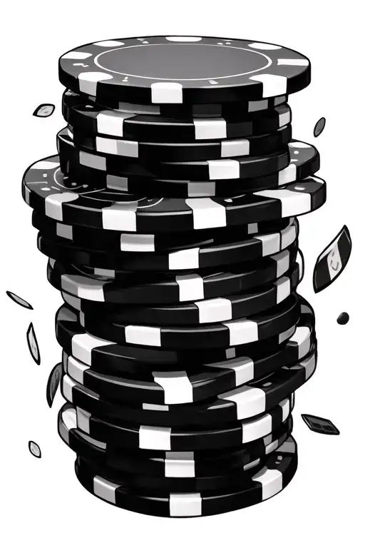 falling stacked poker chips scattered tattoo design idea