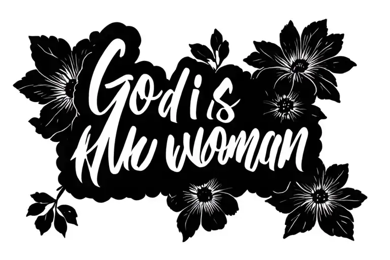 simple Marilyn Monroe fine line tattoo with the words god is a woman and flowers cursive font easily read  tattoo design idea