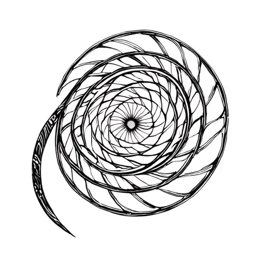 spiral fibonacci with geometrical shapes tattoo design idea