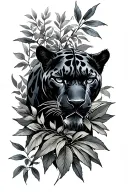 black panther with nature for the arm tattoo design idea