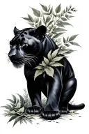 black panther with nature for the arm tattoo design idea