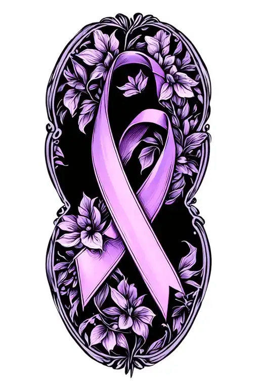 breast cancer ribbon purple ribbon tattoo design idea