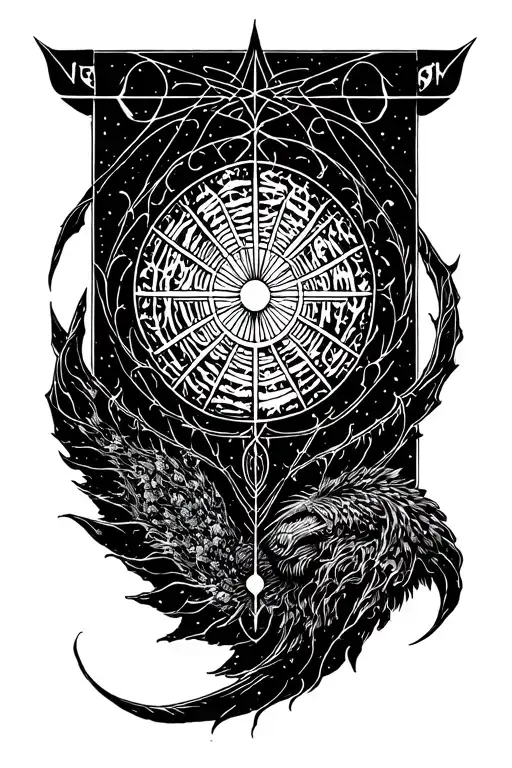 web of wyrd connected to vegvisir symbol tattoo design idea