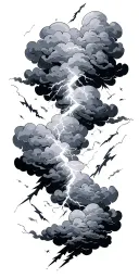 Clouds With Lightning Bolts tattoo design idea