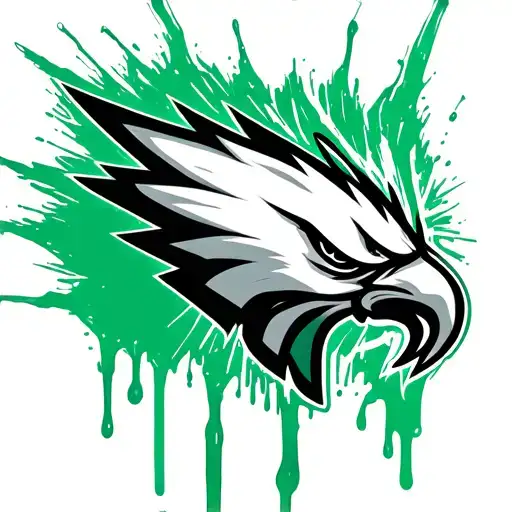 Philadelphia Eagles logo combined skin rips with green blood tattoo design idea