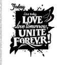 Tomorrowland com a frase "Live today, love tomorrow, unite forever!". tattoo design idea