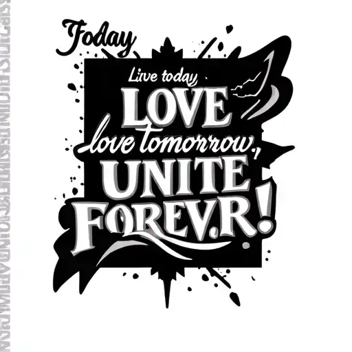 Tomorrowland com a frase "Live today, love tomorrow, unite forever!". tattoo design idea