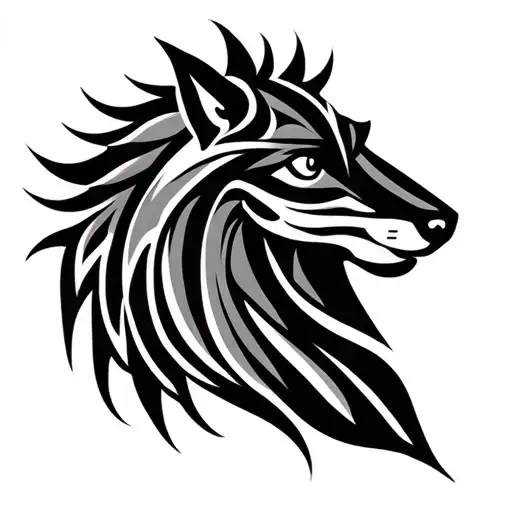 fox and pony irish tribal symbols tattoo design idea