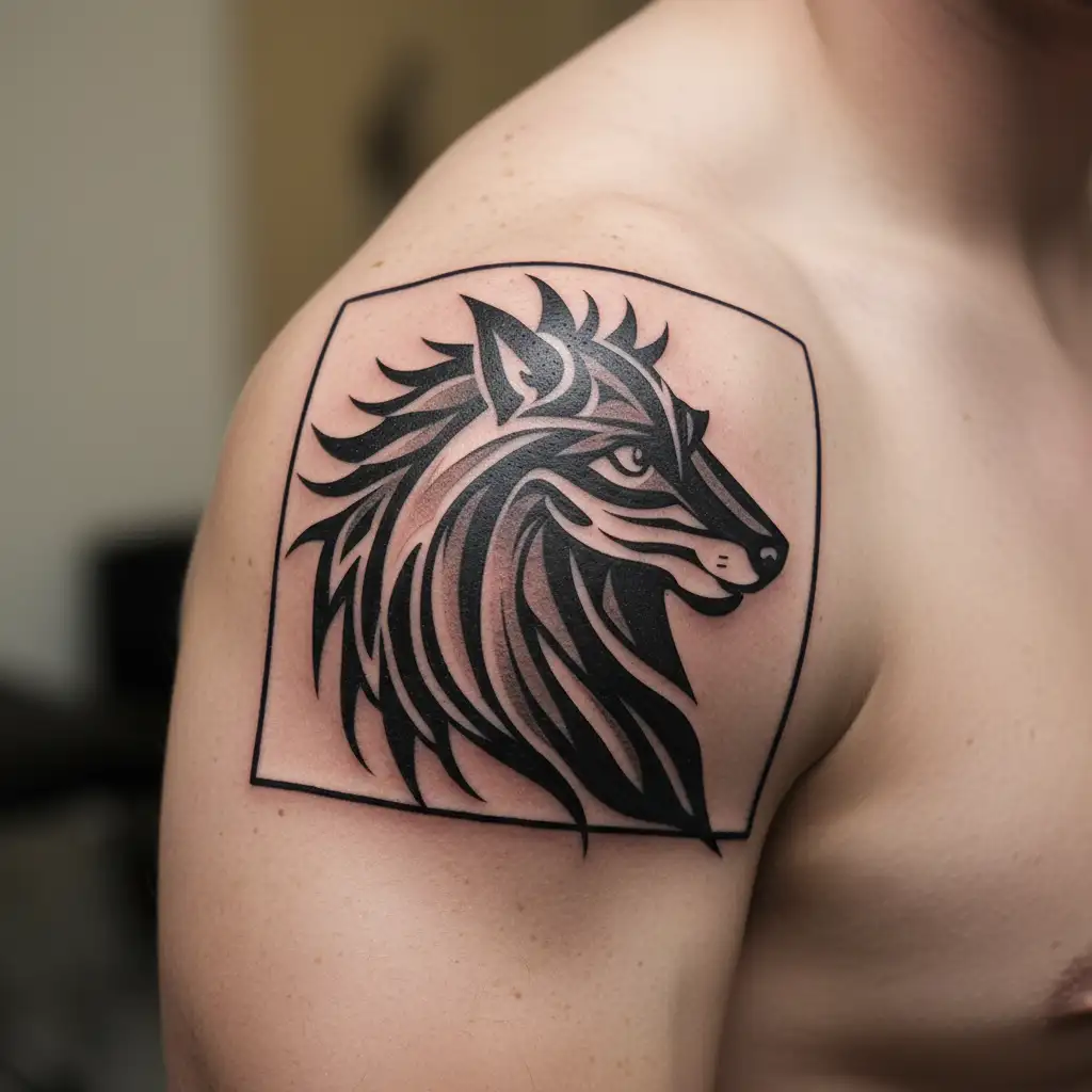 fox and pony irish tribal symbols tattoo design idea