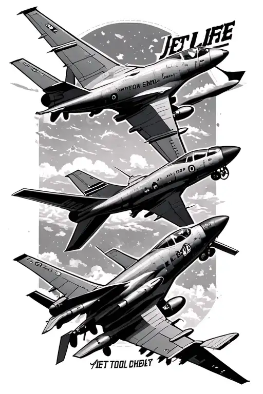  jet life and airplanes tattoo design idea