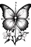 butterly hourglass compass iris flower daffodil flowers tattoo design idea