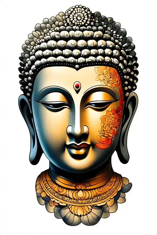half face buddha tattoo design idea