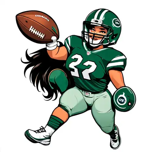 Tough chick in Jets football uniform tattoo design idea