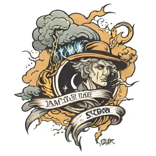 "I am the storm" with clouds and lightning   tattoo design idea