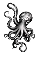 giant Pacific octopus feminine fine line tattoo design idea