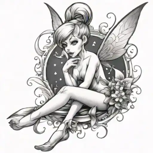 naughty,nude, tinker bell tattoo design idea