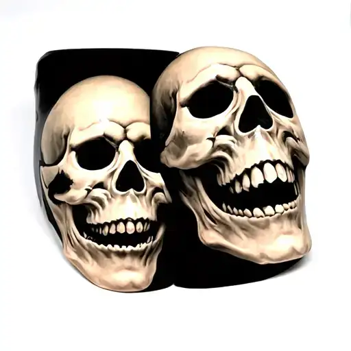 Skull theater masks tragedy ma tam być liczba 29 i to ma być pół rękaw tattoo design idea