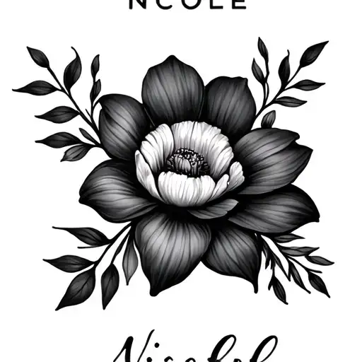 floral flower with the name nicole  tattoo design idea