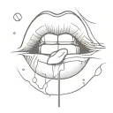 glass break with a lipstick kiss mark tattoo design idea