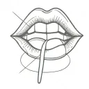 glass break with a lipstick kiss mark tattoo design idea
