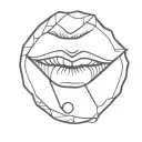 glass break with a lipstick kiss mark tattoo design idea