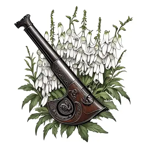 musket with foxgloves growing out of it  tattoo design idea