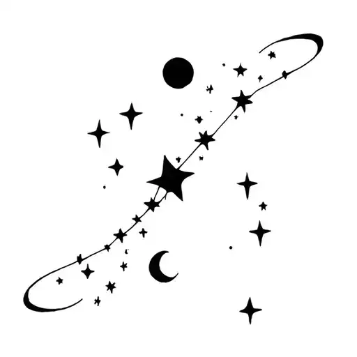 moon and Orion's Belt and stars tattoo design idea