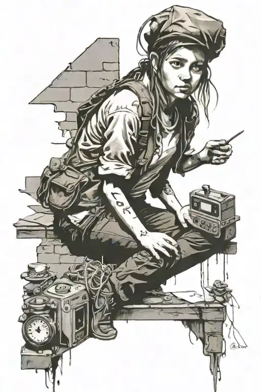 persistence of memory and Banksy girl tattoo design idea