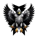 geometric red tailed hawk tattoo design idea