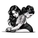 girl getting a atomic wedgie tattoo design idea