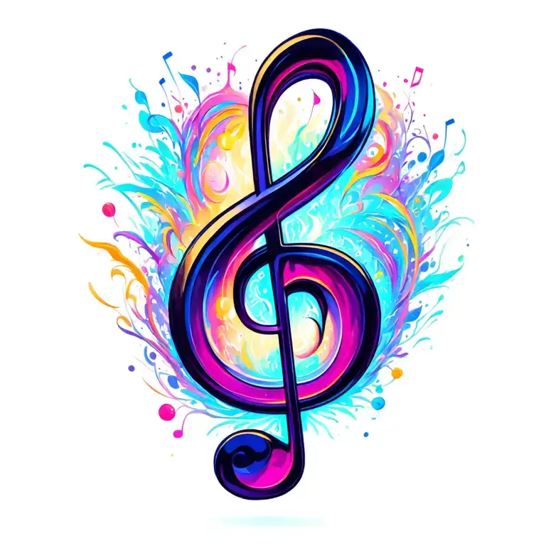 music note symbol integrated tattoo design idea