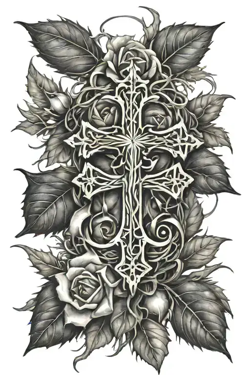 faith hope love cross surrounded thorns wrapping tattoo design idea