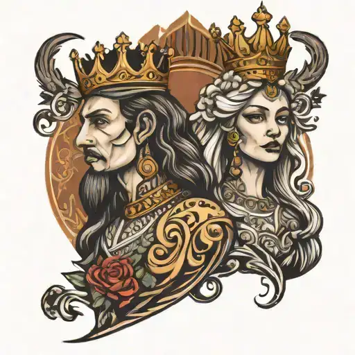 king and queen tattoo design idea