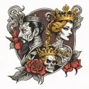 king and queen tattoo design idea