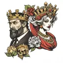 king and queen tattoo design idea