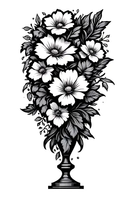 Trophy with floral pattern tattoo design idea