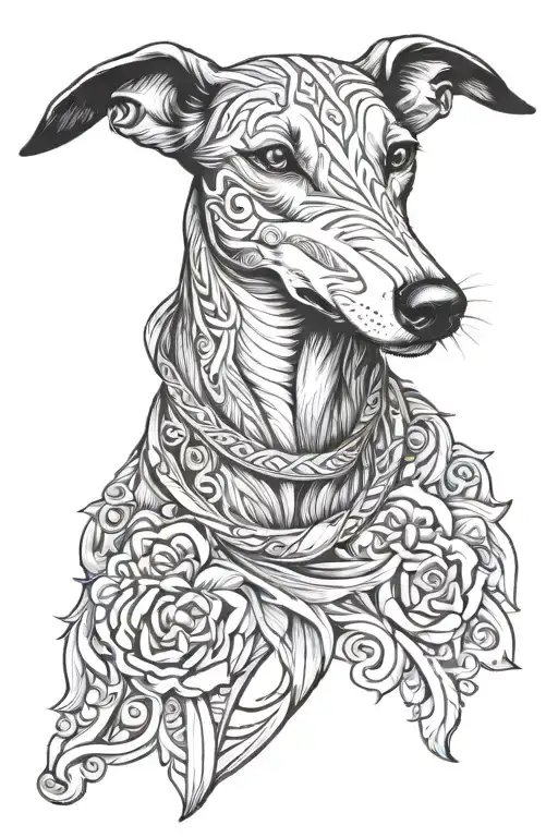 sicilian inspired greyhound tattoo design idea