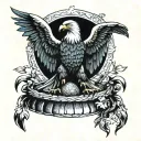 illuminated manuscript eagle inside a handbasket tattoo design idea