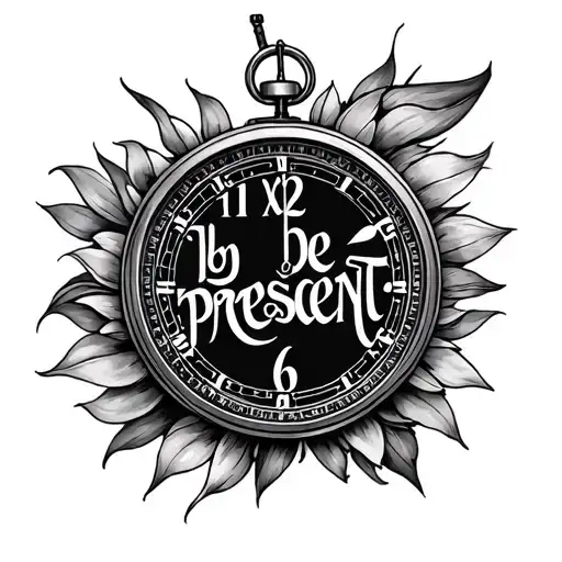 time tattoo design "be present" tattoo design idea