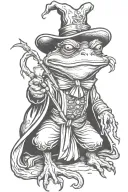 medieval wizard frog casting a spell tattoo design idea