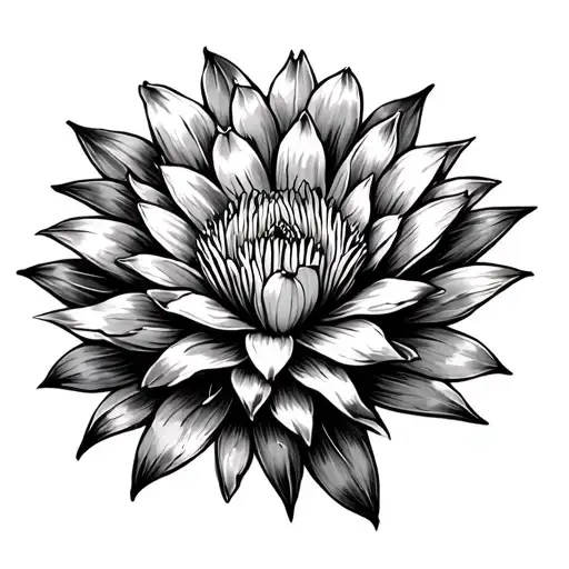 fleur de cactus detail black and white tattoo design idea